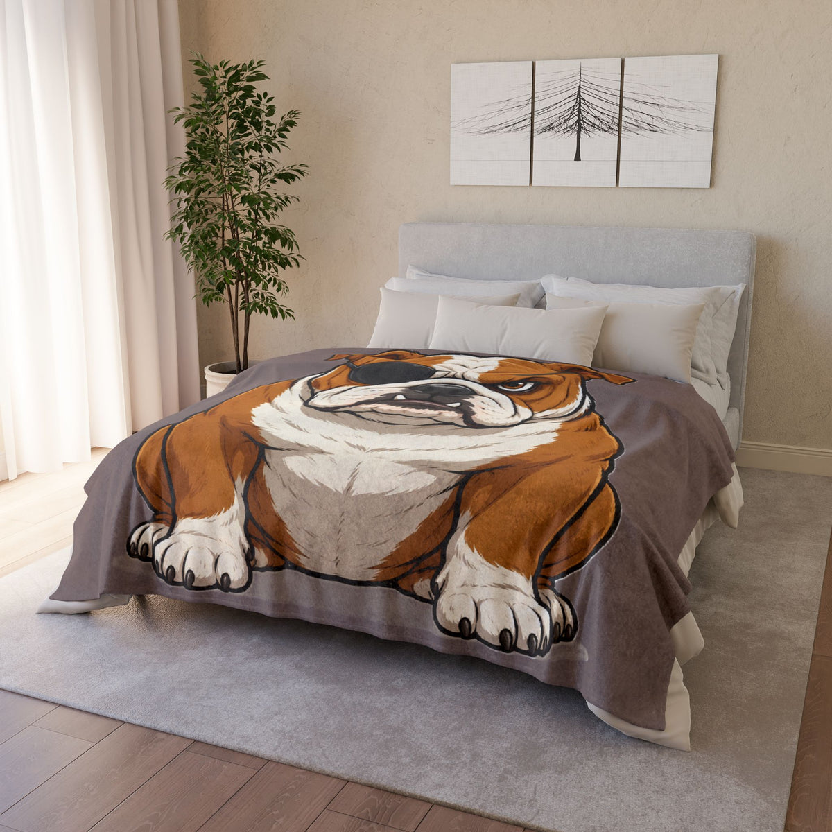 Bulldog Pirate Throw Blanket — Funny English Bulldog Eye Patch Cozy Blanket