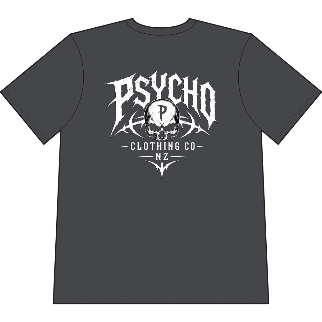 Psycho Clothing Co. Skull Tee — Graphic Heavyweight Garment-Dyed T-Shirt