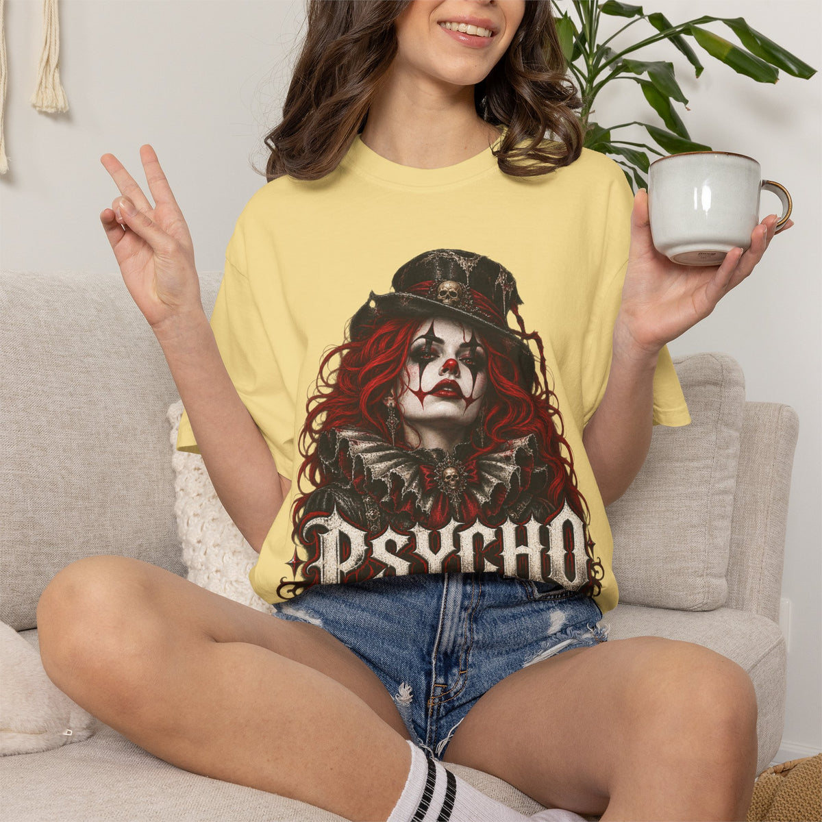 Psycho Female Clown Graphic T-Shirt