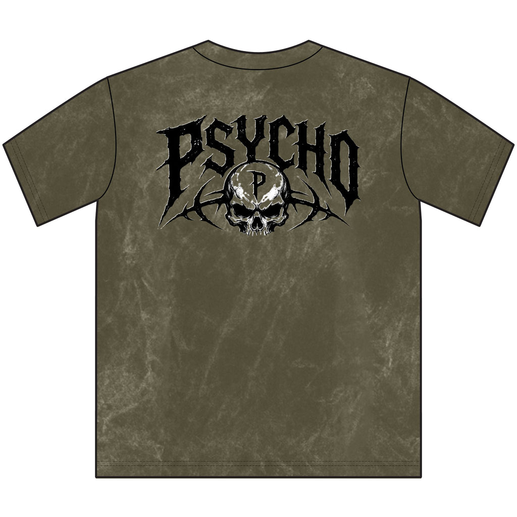 Psycho Skull Vintage Crewneck Tee — Distressed Streetwear Graphic Shirt