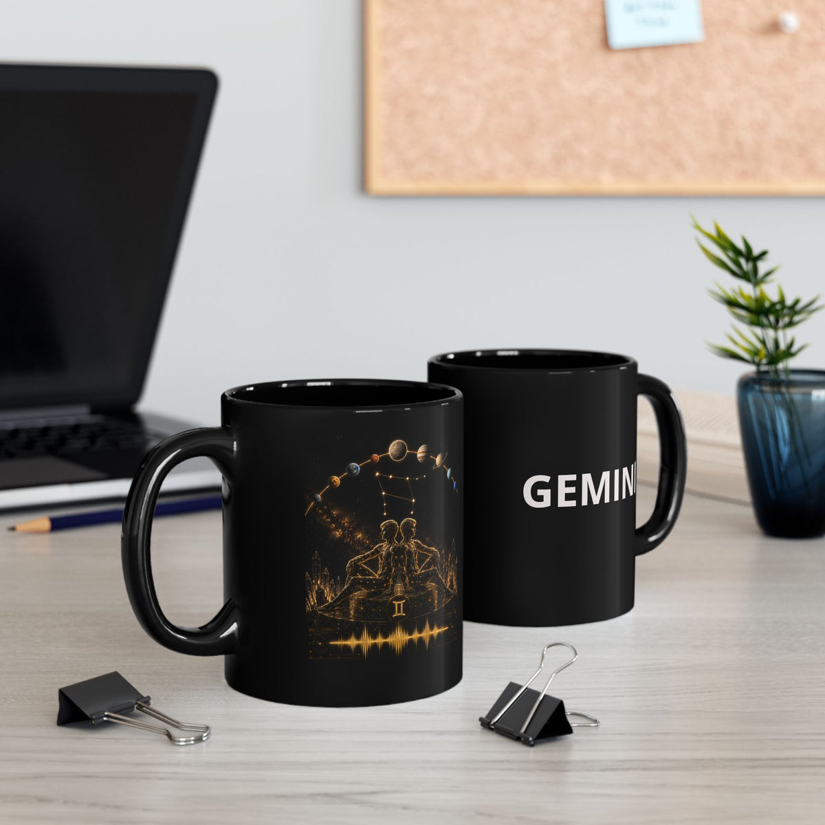 Gemini Constellation Black Mug — Zodiac Coffee Cup (11oz, 15oz)