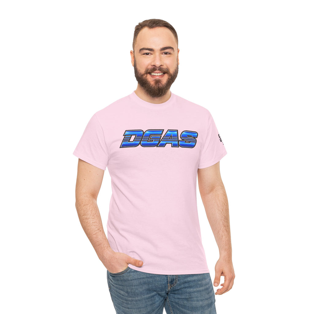 DGAS (Dont Give A Shit) Retro Chrome Graphic Tee — Blue Racing Logo T‑Shirt
