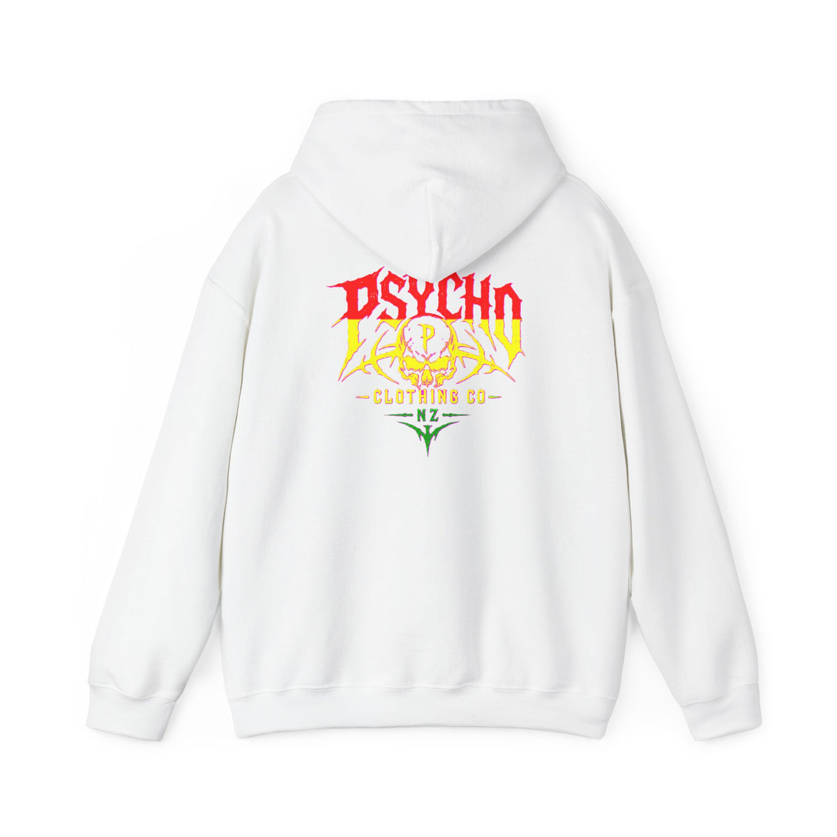 Psycho Clothing Co. Graphic Hoodie — Retro Flame Skull Streetwear