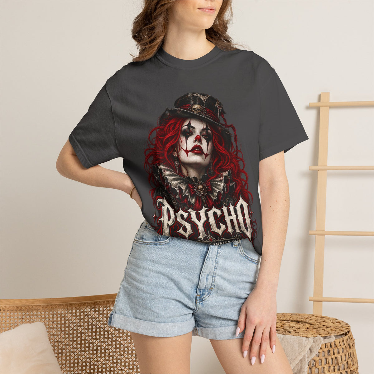 Psycho Female Clown Graphic T-Shirt