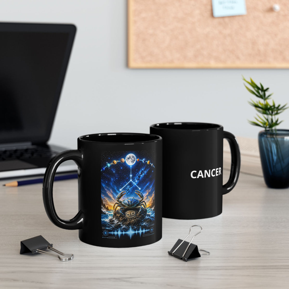 Cancer Zodiac Black Mug — Constellation Crab Horoscope Coffee Cup