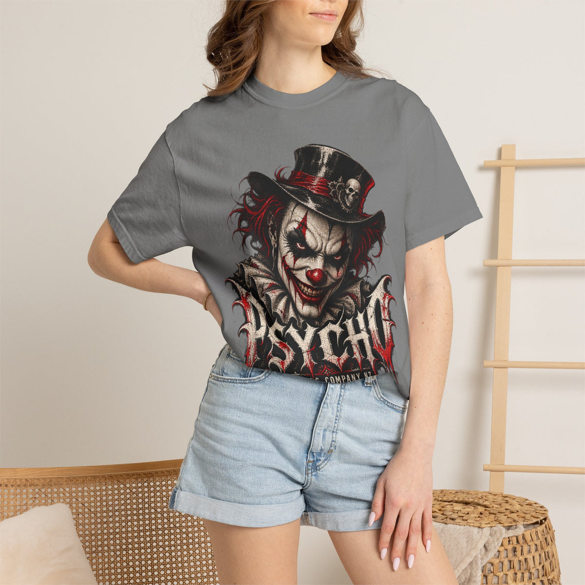 Psycho Clown Male Graphic T-Shirt — Creepy Gothic Horror Tee