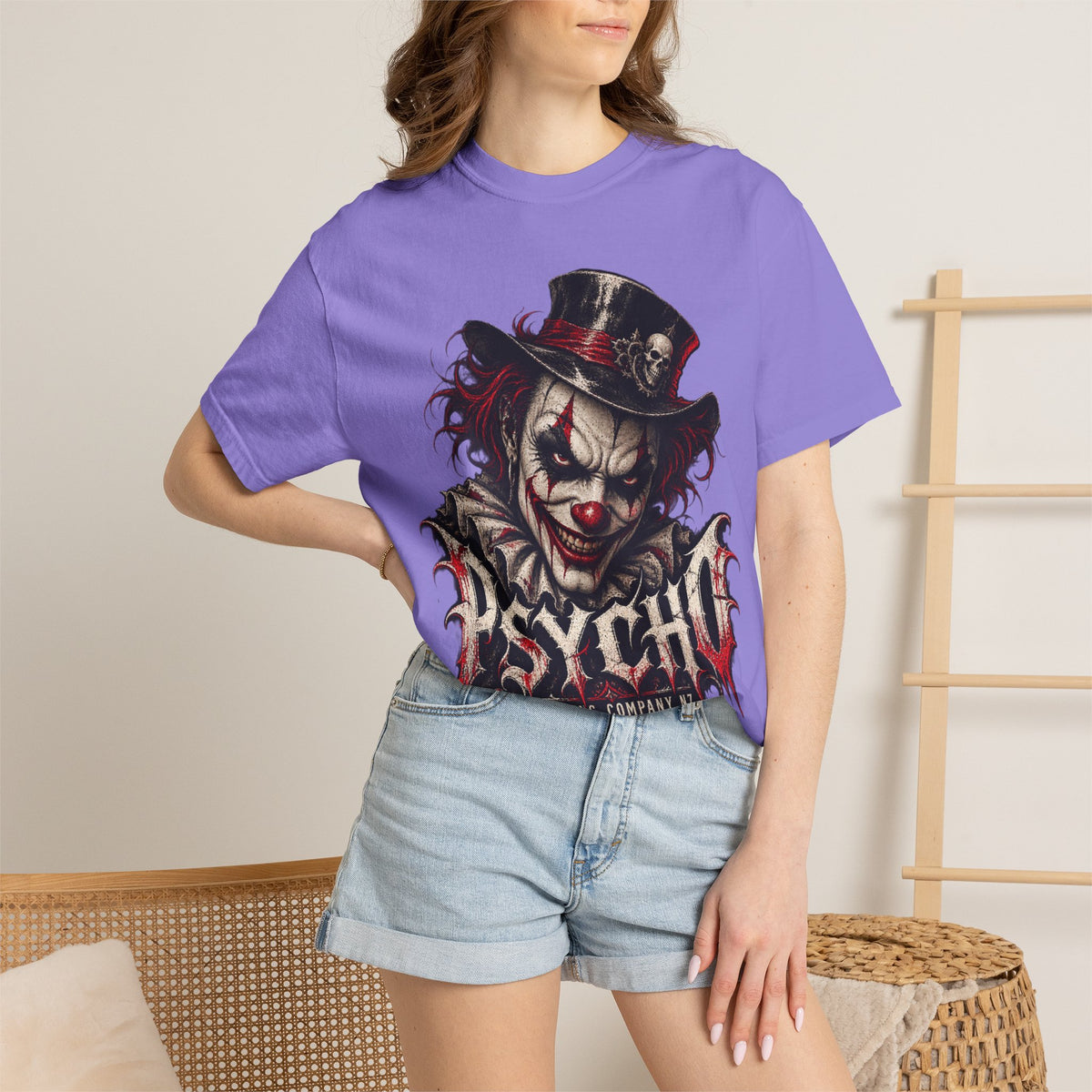 Psycho Clown Male Graphic T-Shirt — Creepy Gothic Horror Tee