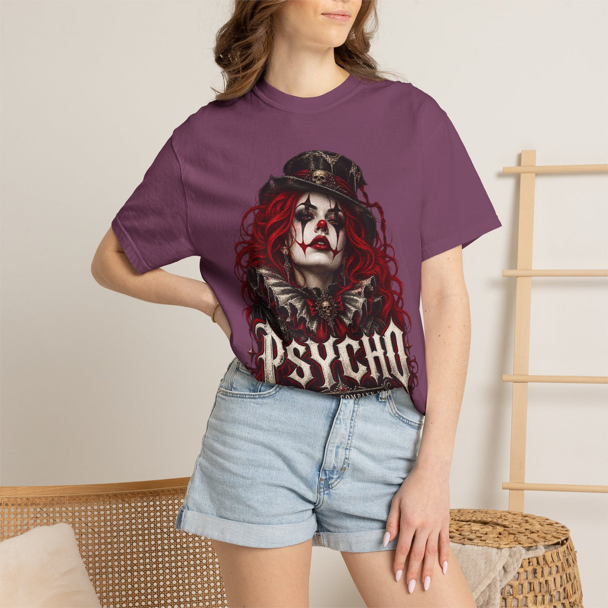 Psycho Female Clown Graphic T-Shirt