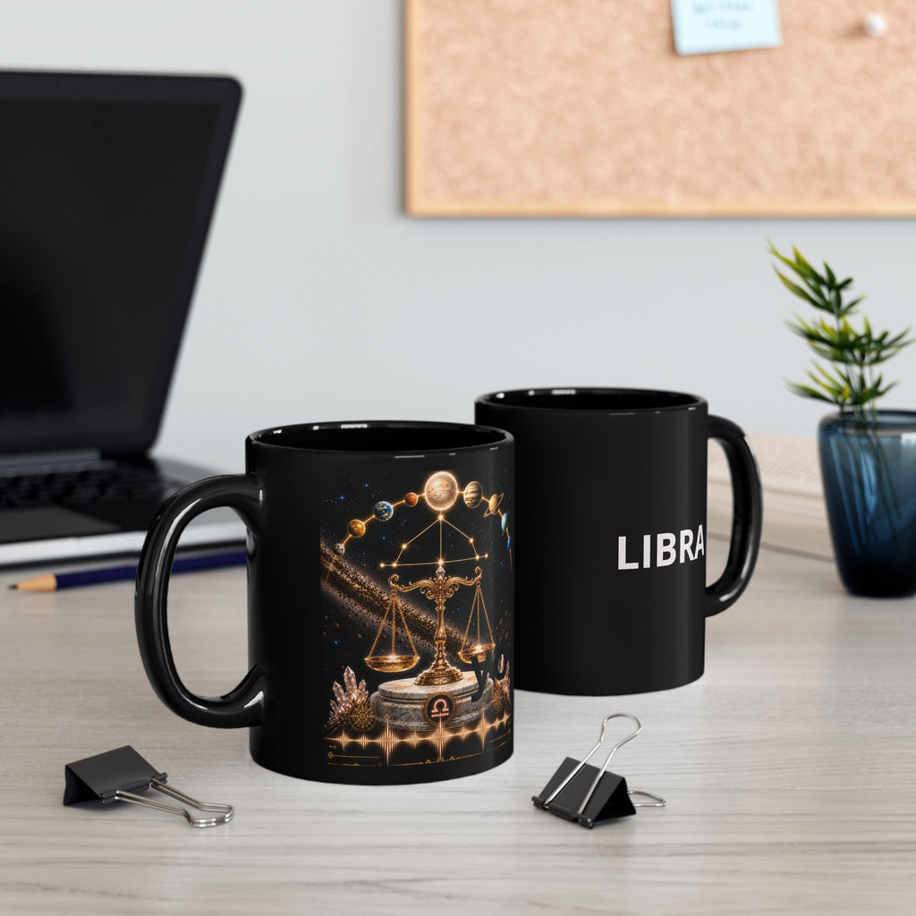 Libra Constellation Black Mug — Zodiac Coffee Cup (11oz & 15oz)