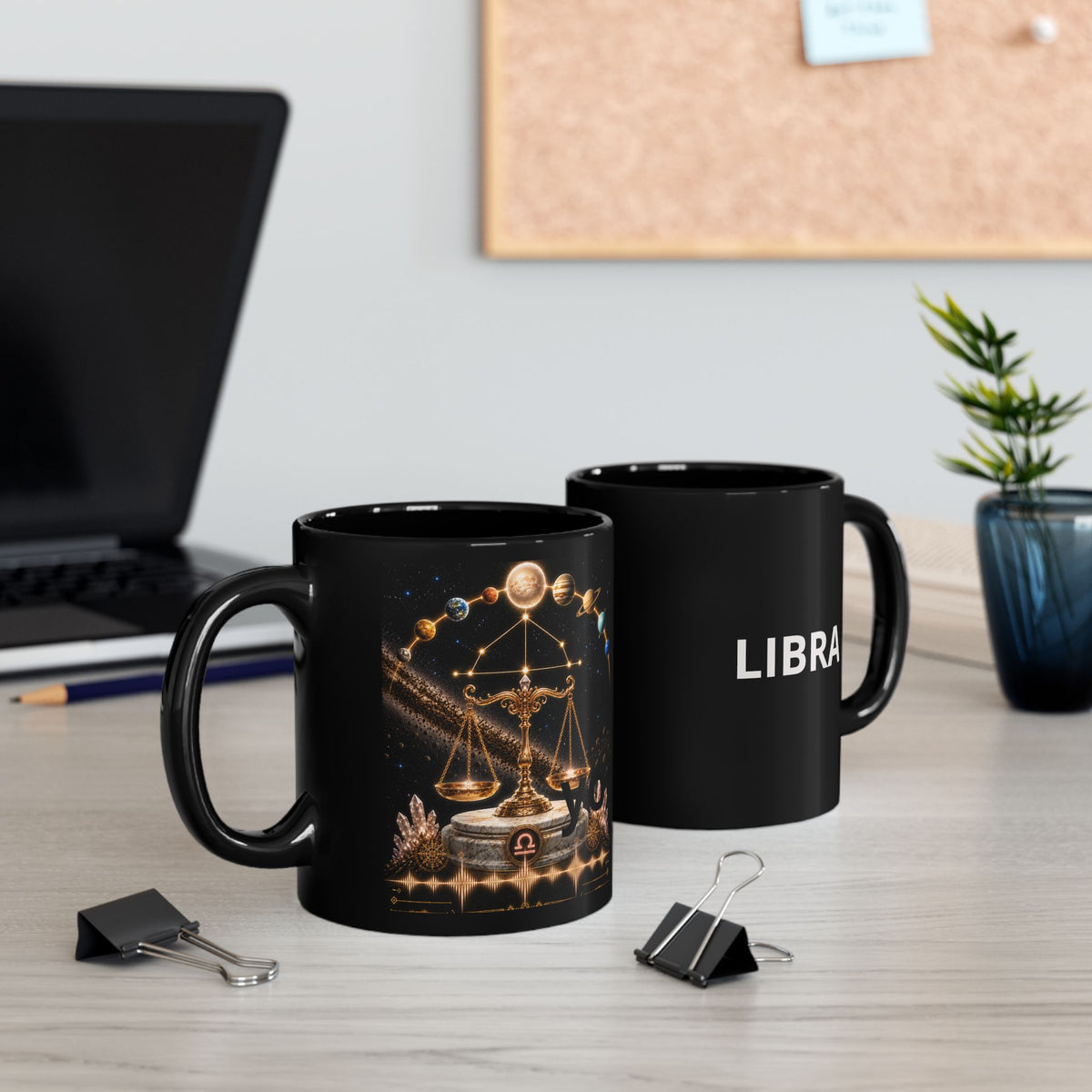 Libra Constellation Black Mug — Zodiac Coffee Cup (11oz & 15oz)