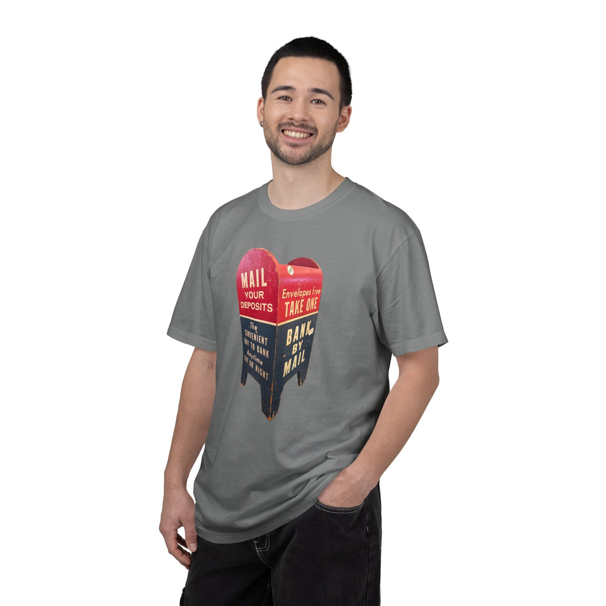 Mailbox Vintage Graphic T-Shirt — "Mail Your Deposits / Bank By Mail"