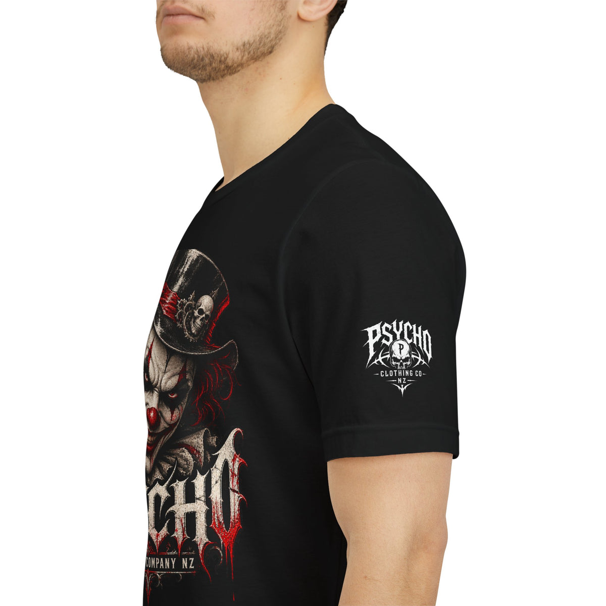 Psycho Clown Graphic Tee — Horror Circus Skull Top