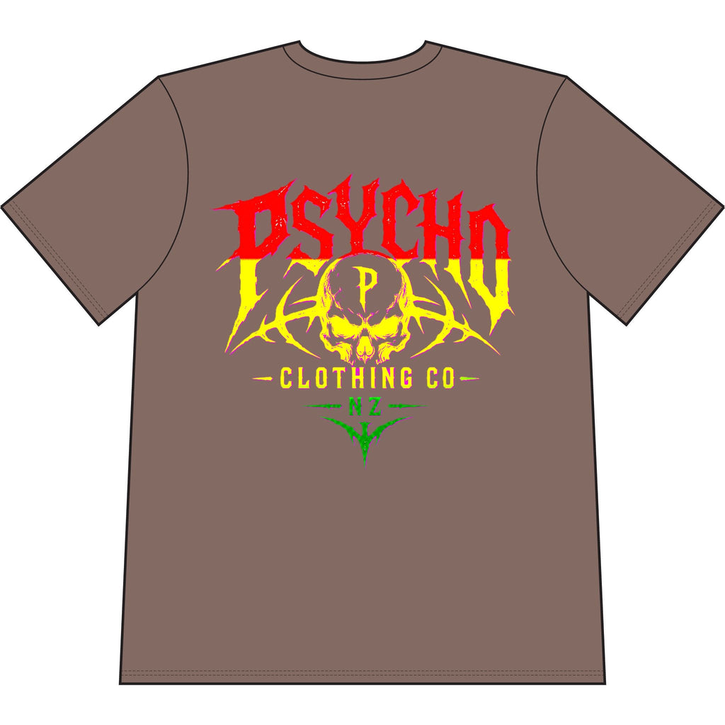 Psycho Skull Graphic T-Shirt — Heavyweight Garment-Dyed Streetwear