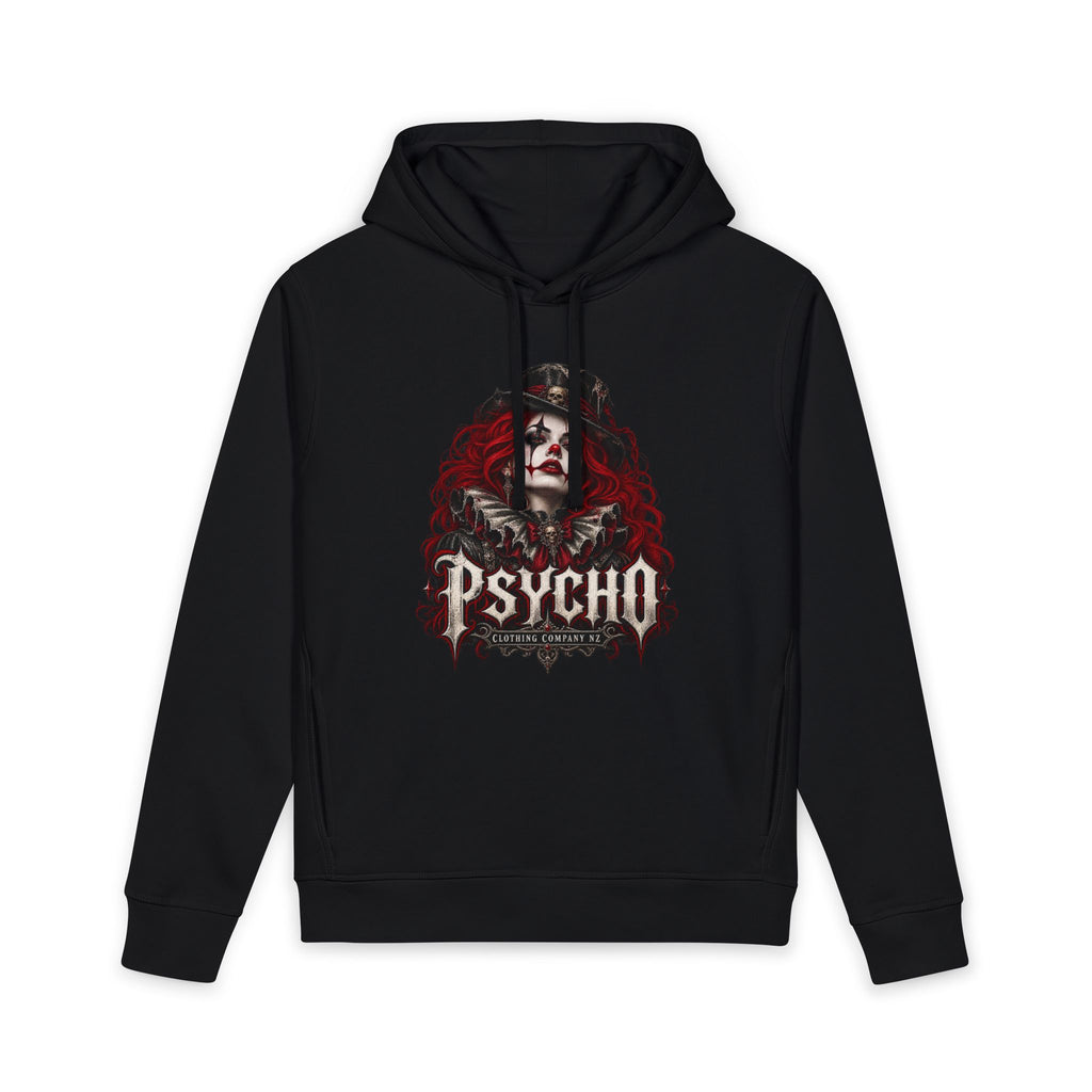 Psycho Female Clown Hoodie — Dark Horror Graphic Pullover