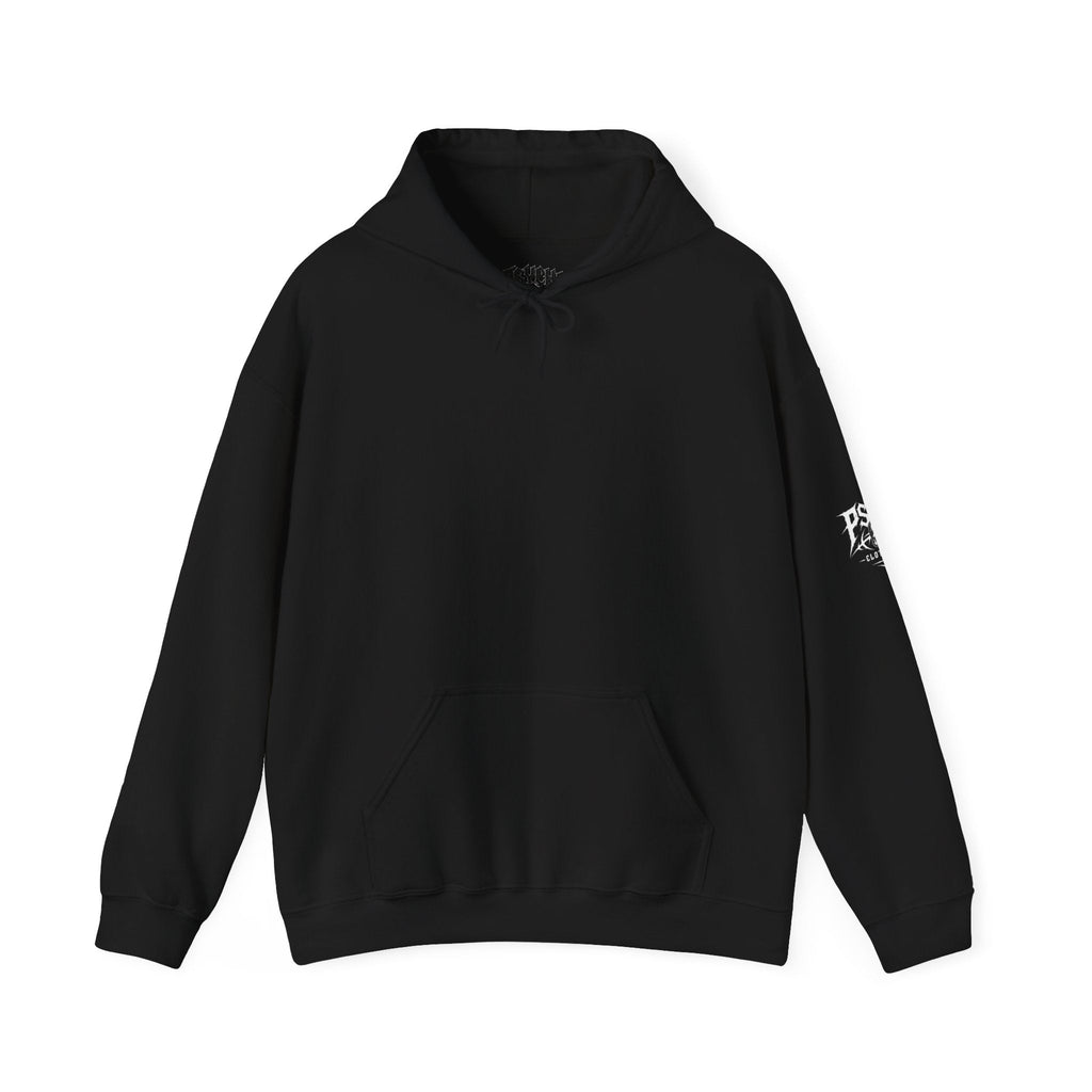 Psycho Clothing Co. Logo Hoodie — Gothic Skull Graphic Pullover
