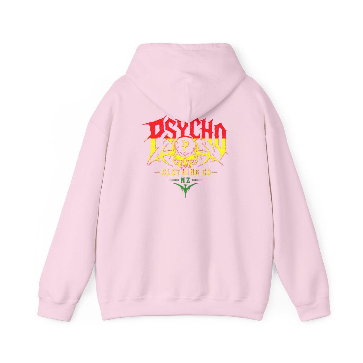 Psycho Clothing Co. Graphic Hoodie — Retro Flame Skull Streetwear