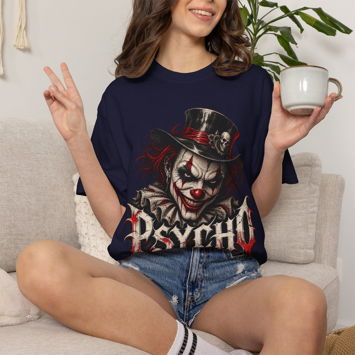 Psycho Clown Male Graphic T-Shirt — Creepy Gothic Horror Tee