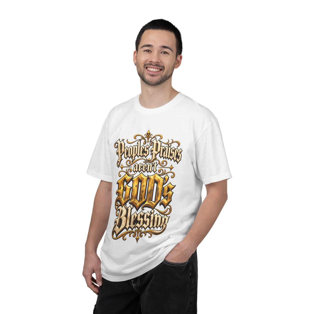 God's Blessing Graphic T-Shirt — "People's Praises Aren't God's Blessing" Christian Vintage Lettering