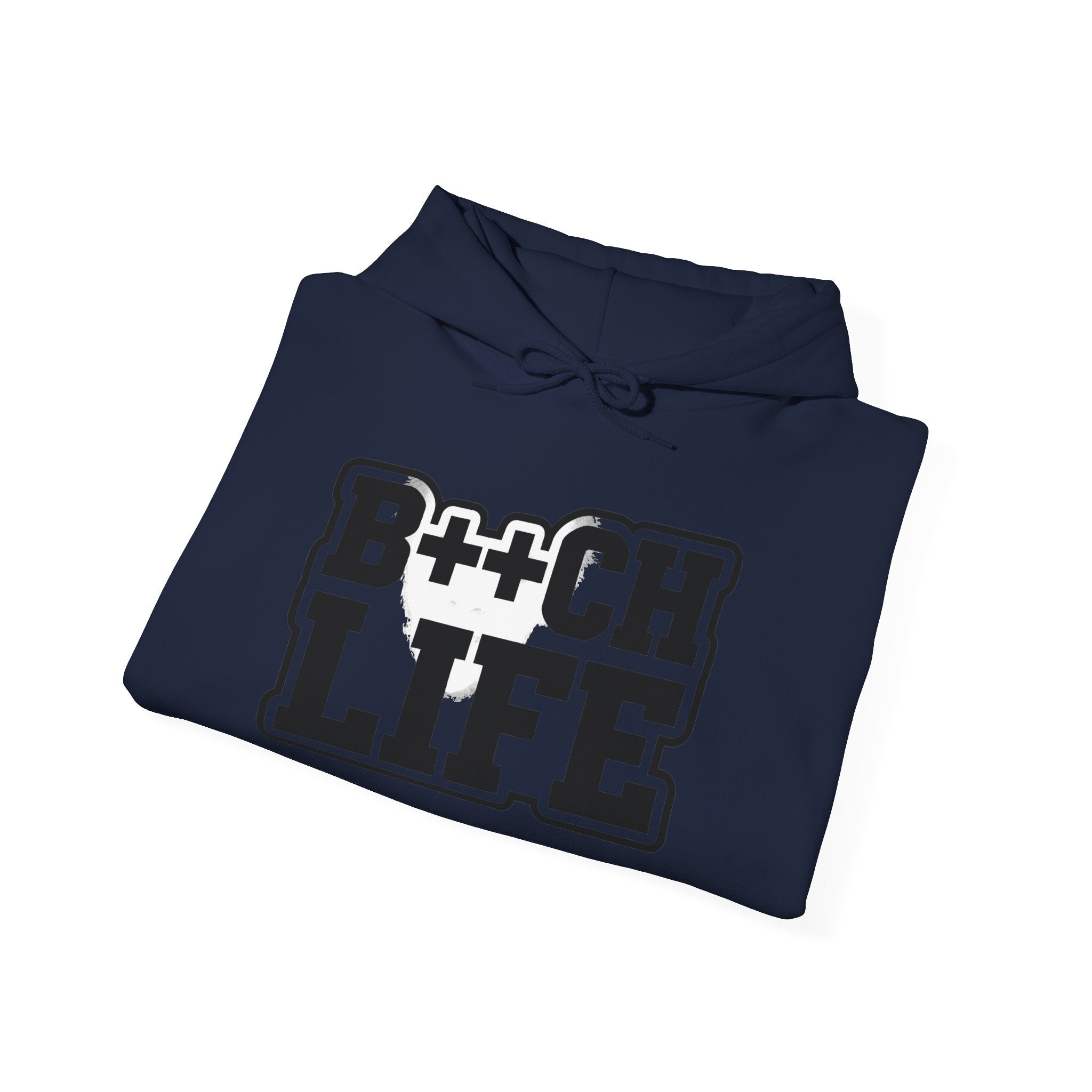B++CH LIFE Graphic Hoodie — Bold Retro Black Text Hoodie