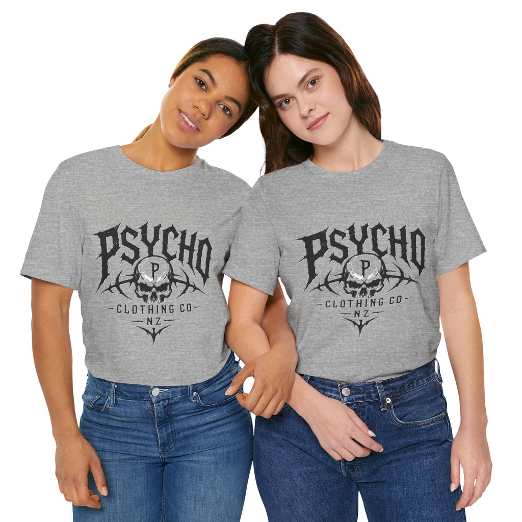 Psycho Clothing Co. Skull Tee — Gothic Rock Band Graphic T-Shirt