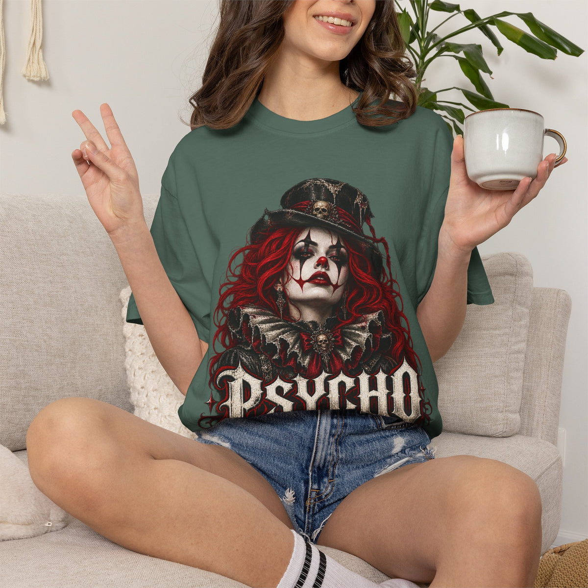 Psycho Female Clown Graphic T-Shirt