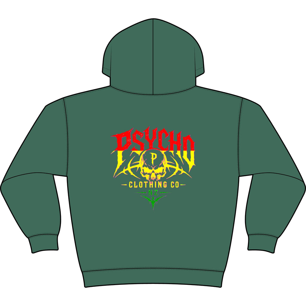 Psycho Clothing Co. Graphic Hoodie — Vintage Skull Logo Streetwear