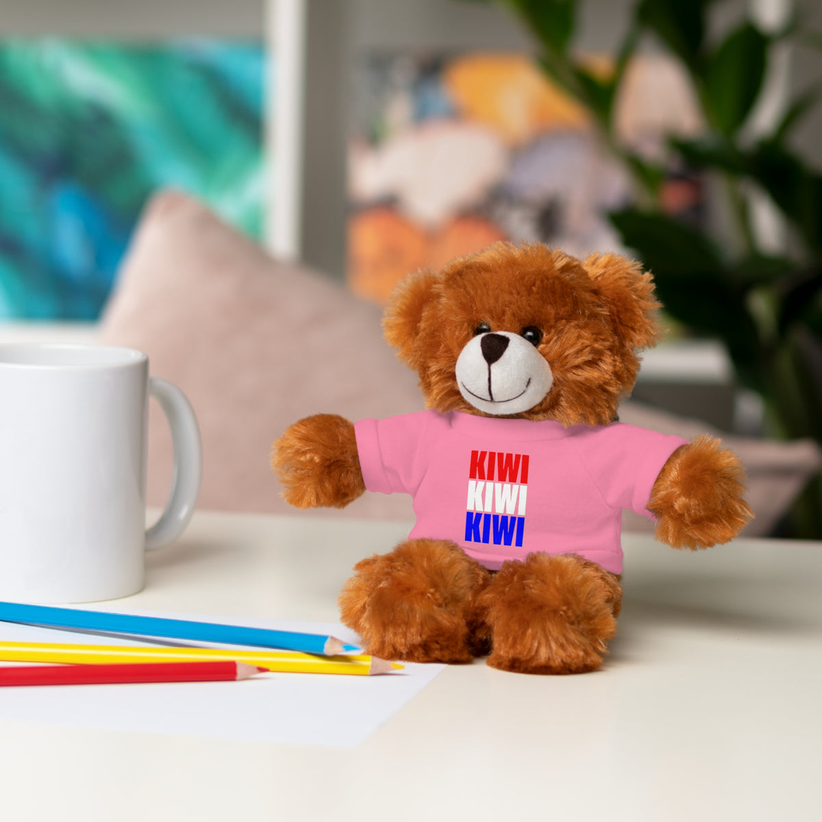 Kiwi Stripe Teddy Bear with Graphic Tee
