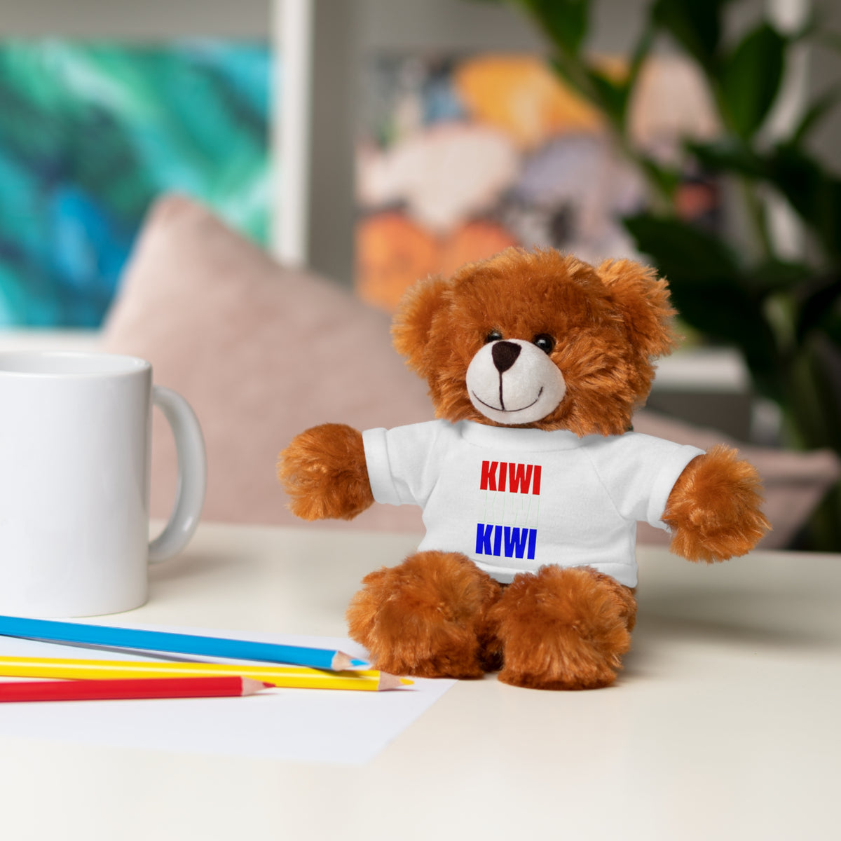 Kiwi Stripe Teddy Bear with Graphic Tee
