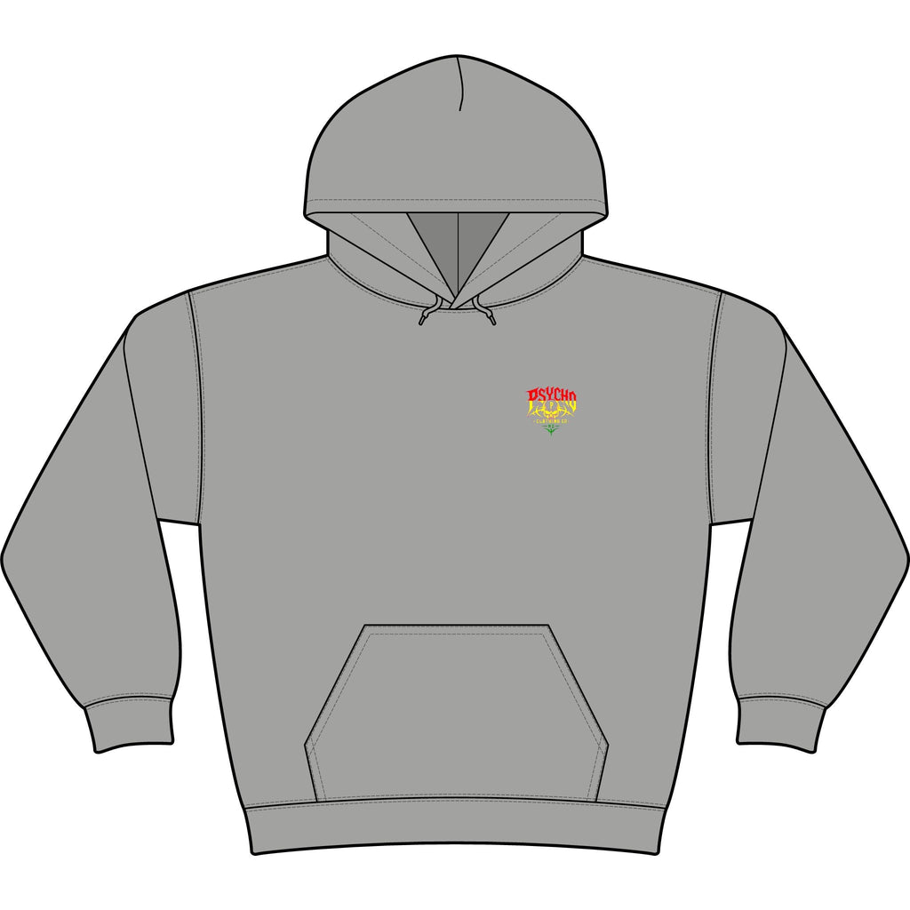 Psycho Clothing Co. Graphic Hoodie — Vintage Skull Logo Streetwear