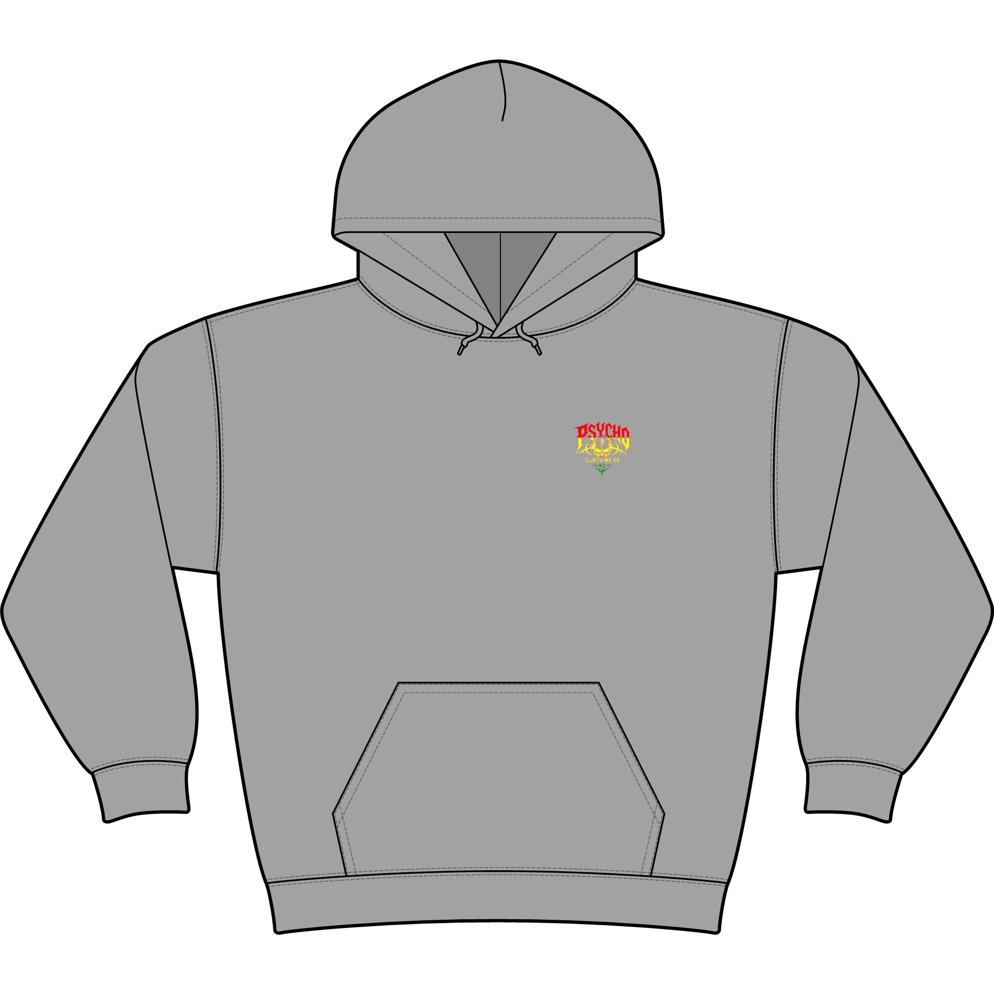 Psycho Clothing Co. Graphic Hoodie — Vintage Skull Logo Streetwear