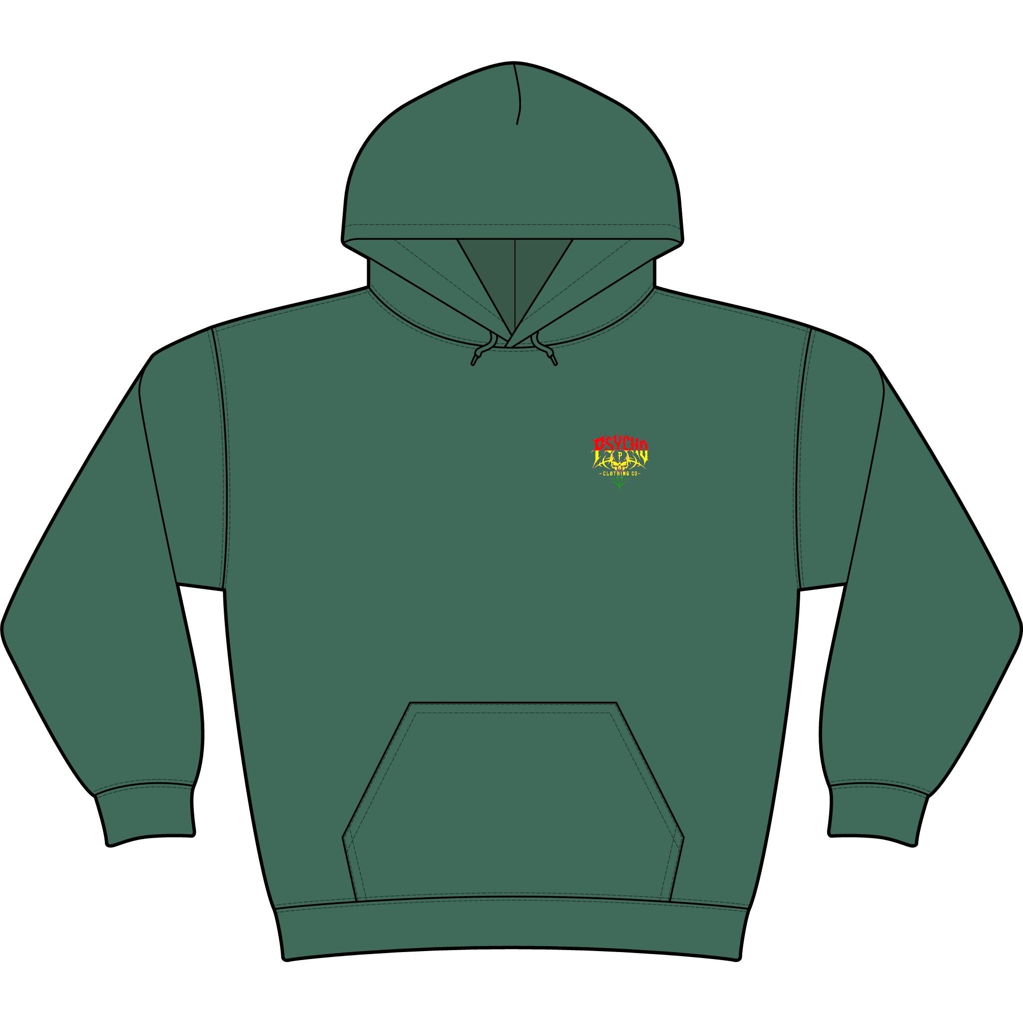 Psycho Clothing Co. Graphic Hoodie — Vintage Skull Logo Streetwear