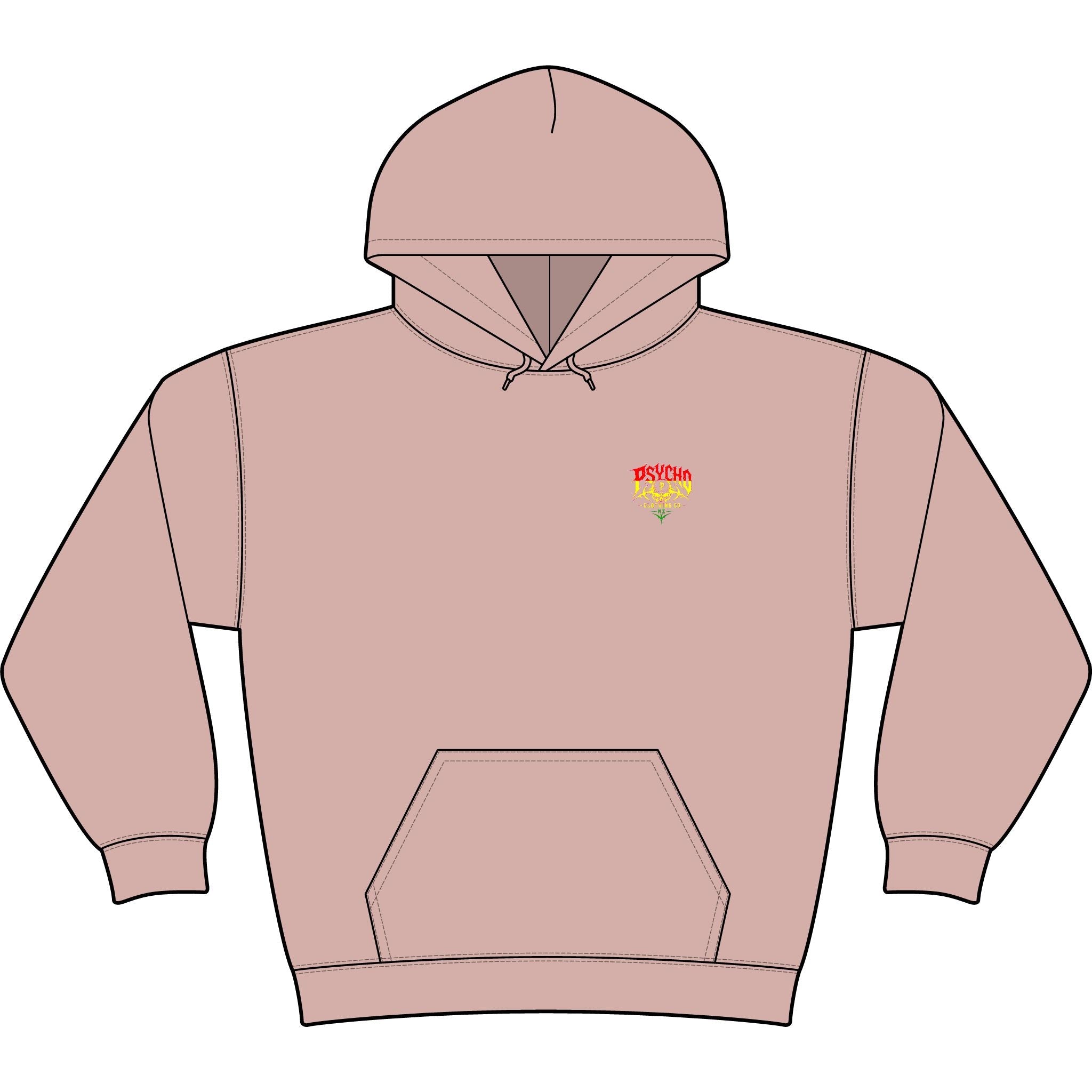 Psycho Clothing Co. Graphic Hoodie — Vintage Skull Logo Streetwear