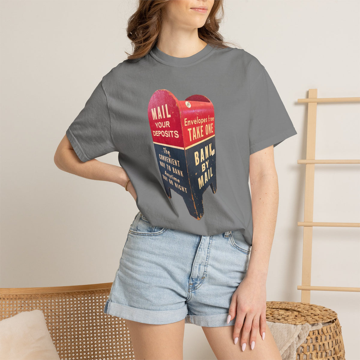 Mailbox Vintage Graphic T-Shirt — "Mail Your Deposits / Bank By Mail"