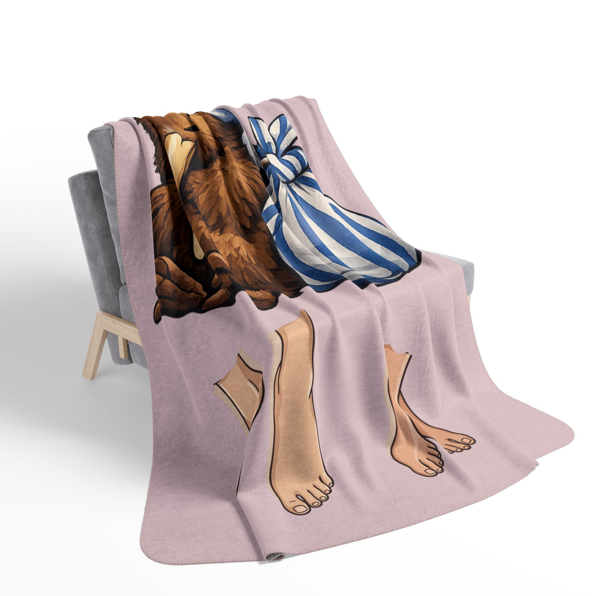 Kiwi Sleepytime Sherpa Blanket — Cute Kiwi Bird in Nightcap Cozy Throw