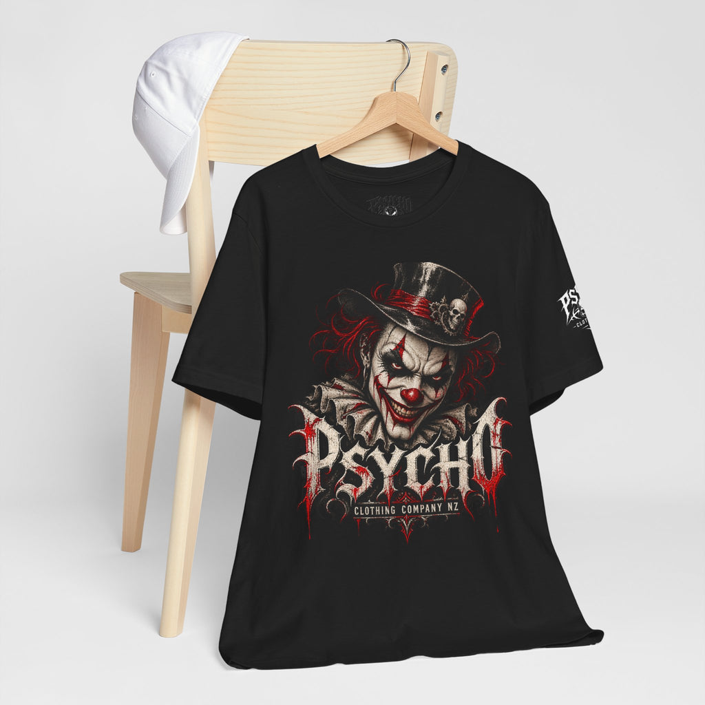 Psycho Clown Graphic Tee — Horror Circus Skull Top