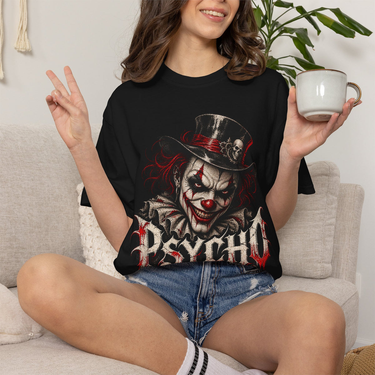 Psycho Clown Male Graphic T-Shirt — Creepy Gothic Horror Tee