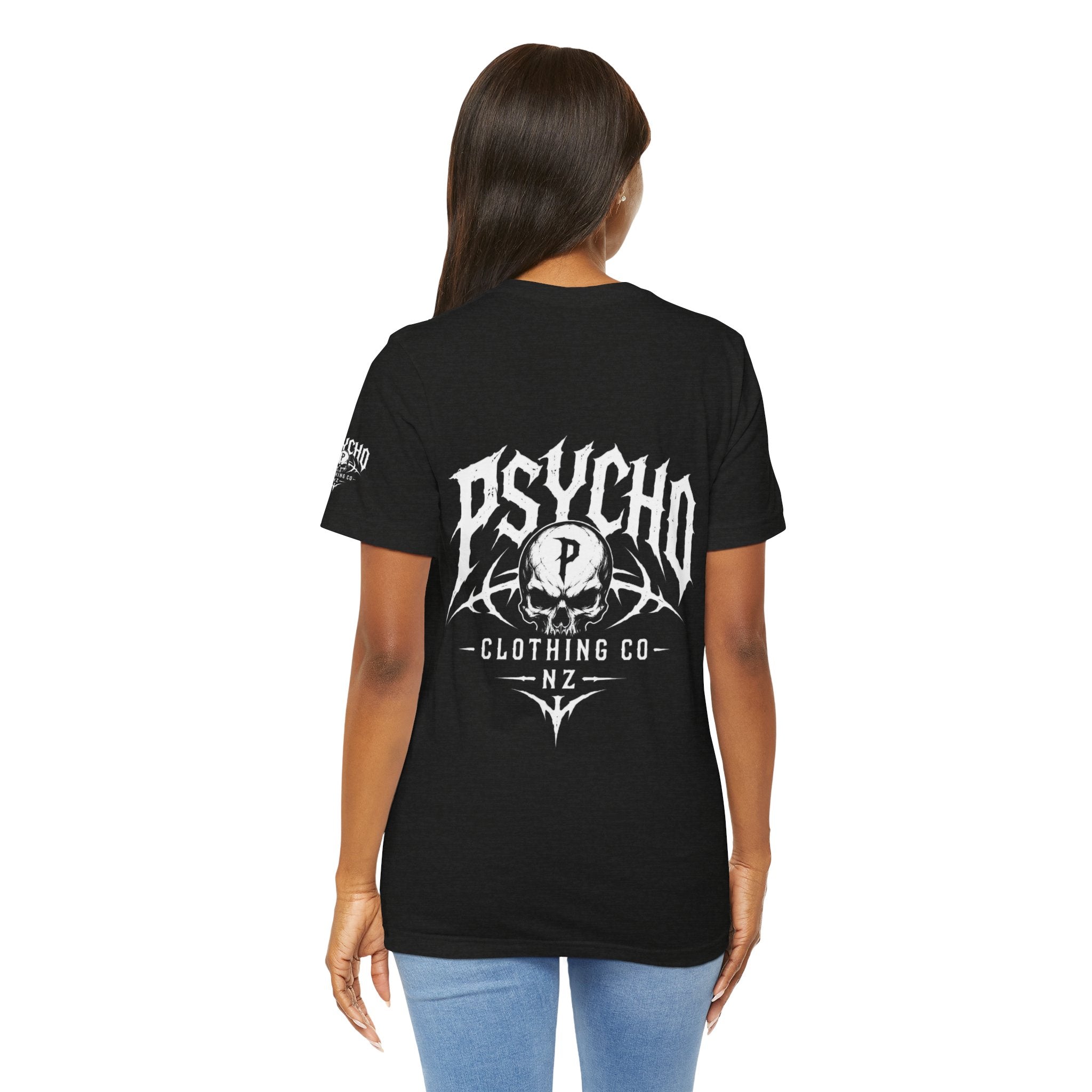 Psycho Clothing Co. Graphic Tee — Gothic Skull Logo T‑Shirt