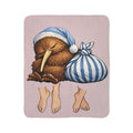 Kiwi Sleepytime Sherpa Blanket — Cute Kiwi Bird in Nightcap Cozy Throw
