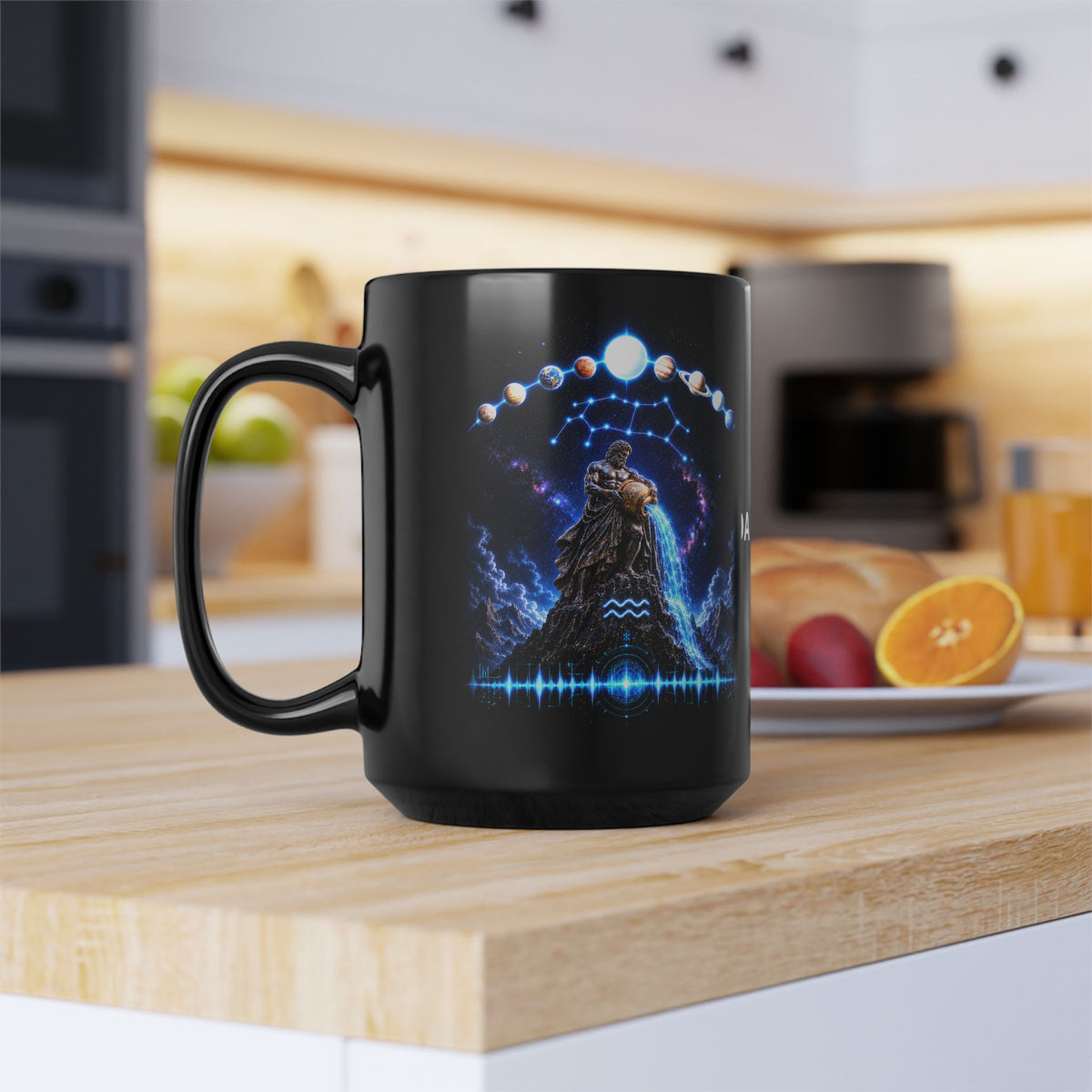 Aquarius Constellation Black Coffee Mug — Zodiac Astrology Gift (11oz & 15oz)