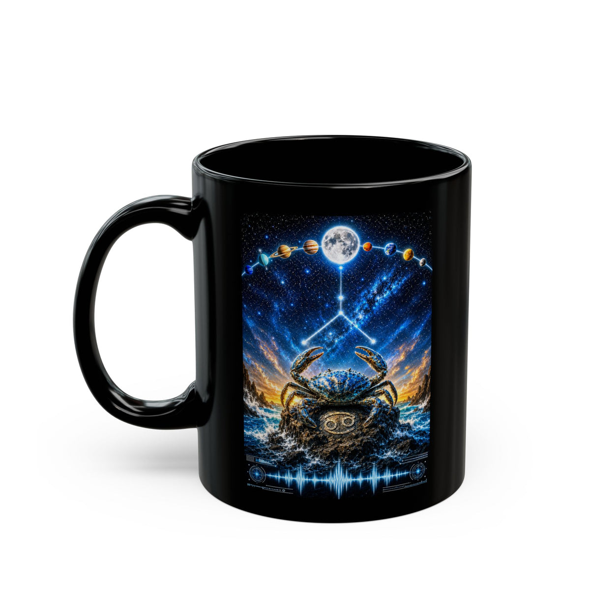 Cancer Zodiac Black Mug — Constellation Crab Horoscope Coffee Cup