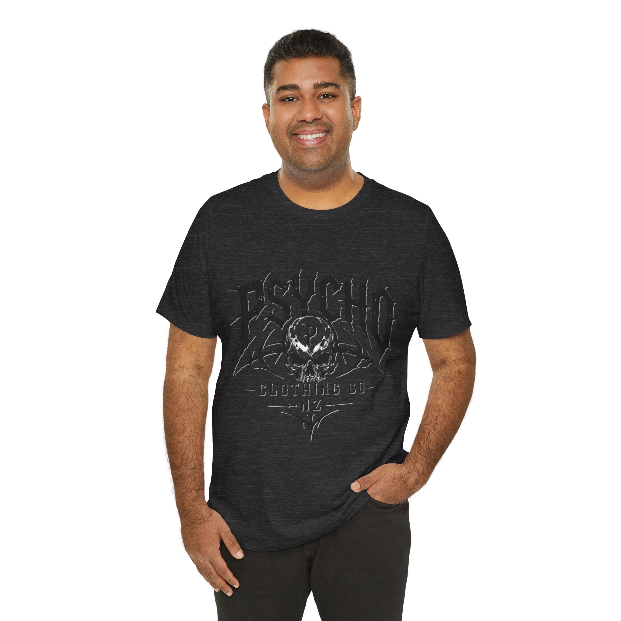 Psycho Clothing Co. Skull Tee — Gothic Rock Band Graphic T-Shirt
