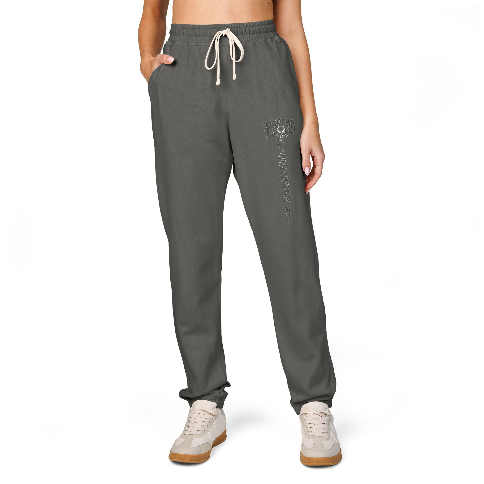 Charcoal 'Mushroom Club' Joggers — Casual Graphic Sweatpants