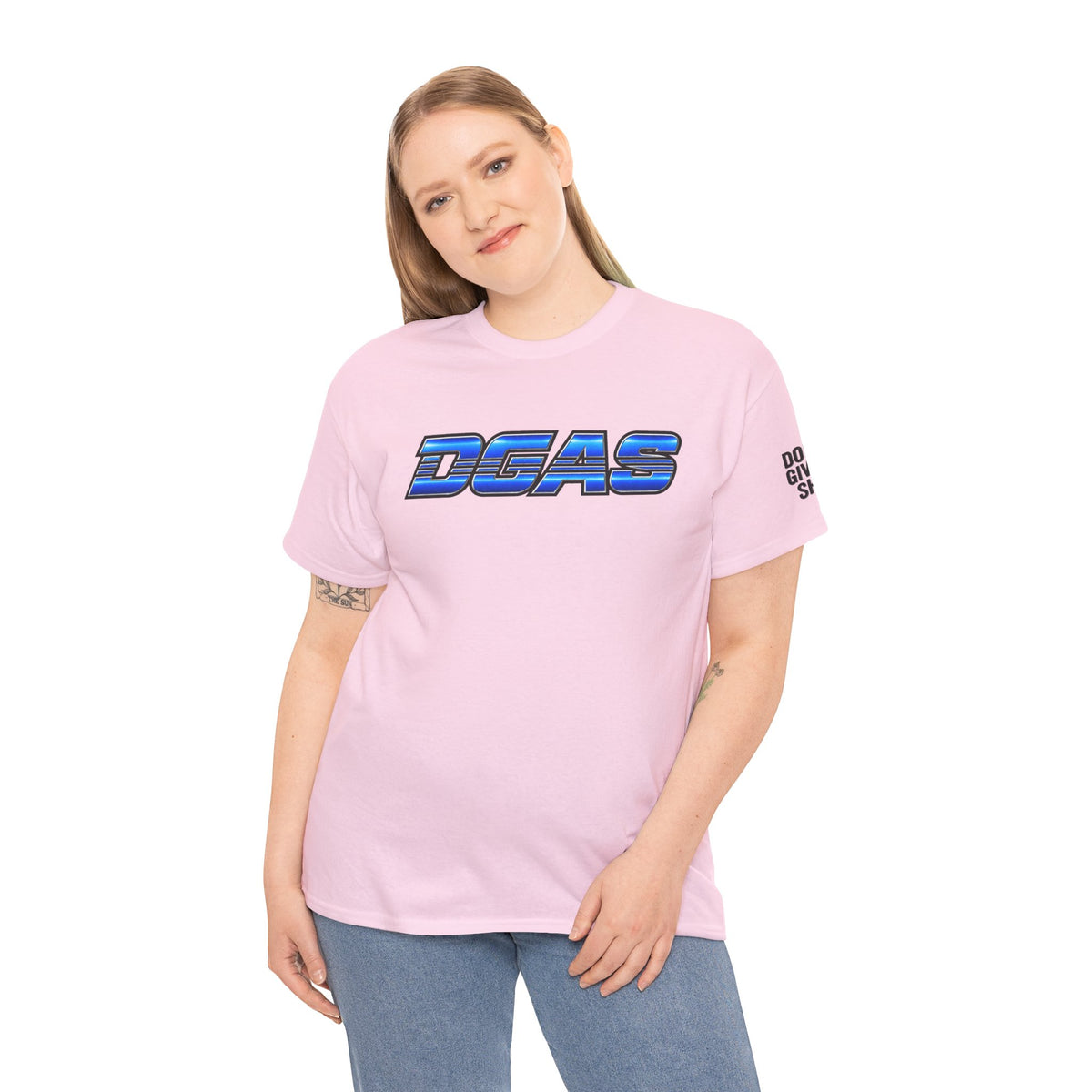 DGAS (Dont Give A Shit) Retro Chrome Graphic Tee — Blue Racing Logo T‑Shirt
