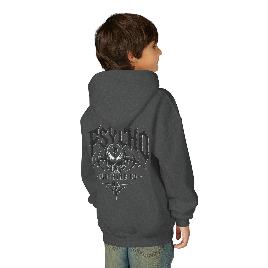 Psycho Skull Youth Hoodie - Graphic Band-Style Kids Sweatshirt