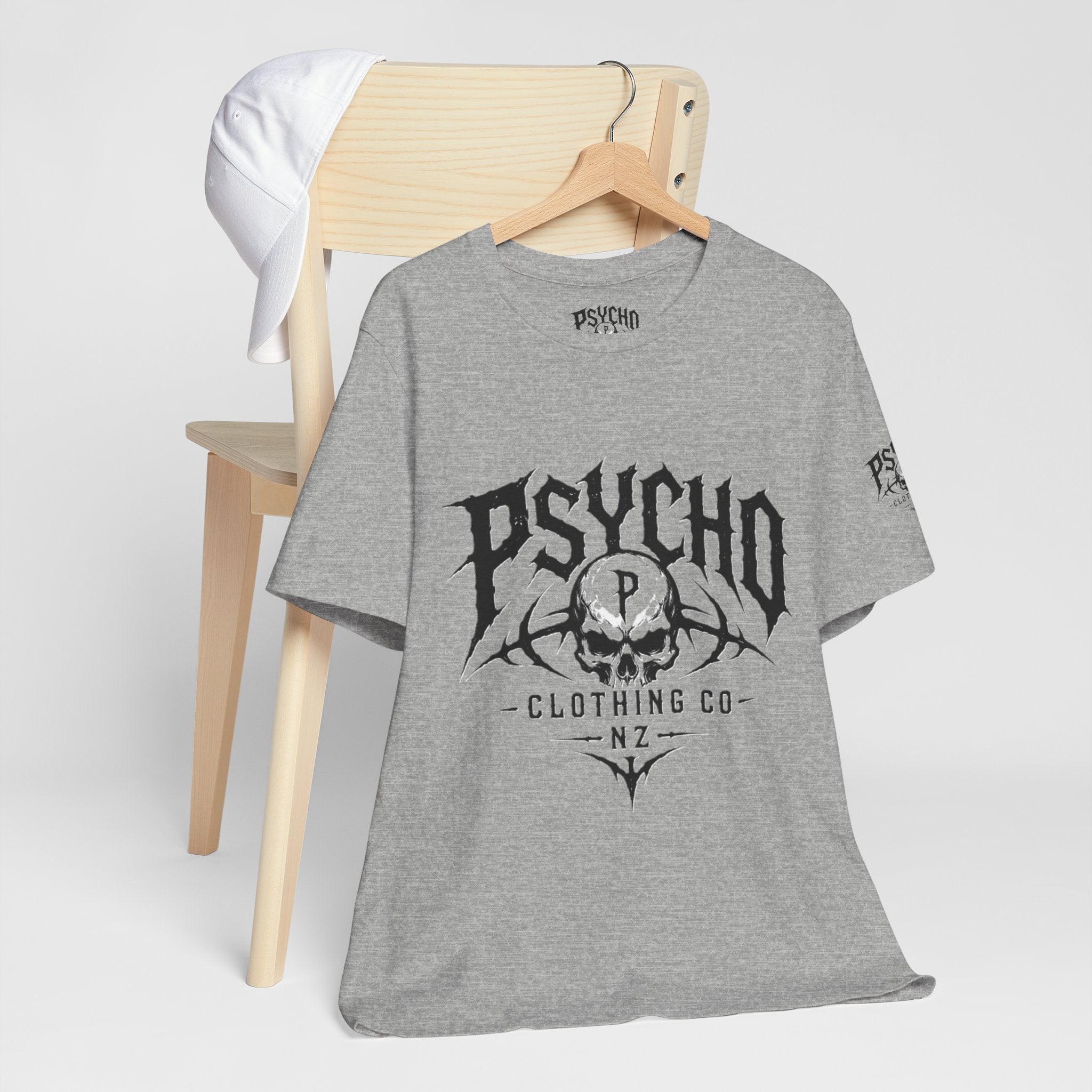 Psycho Clothing Co. Skull Tee — Gothic Rock Band Graphic T-Shirt