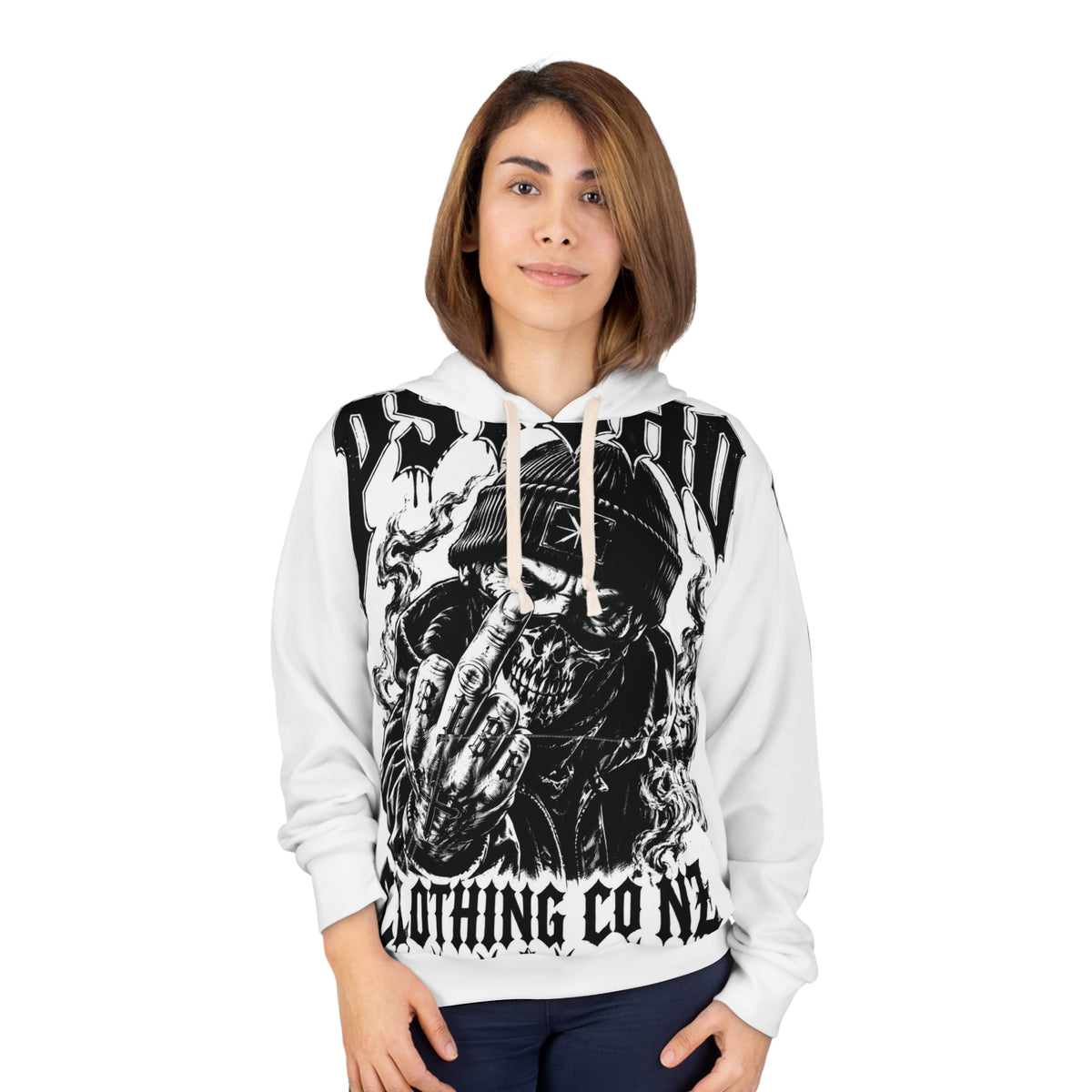 Skull Soldier Hoodie — Black & White Tactical Streetwear Pullover