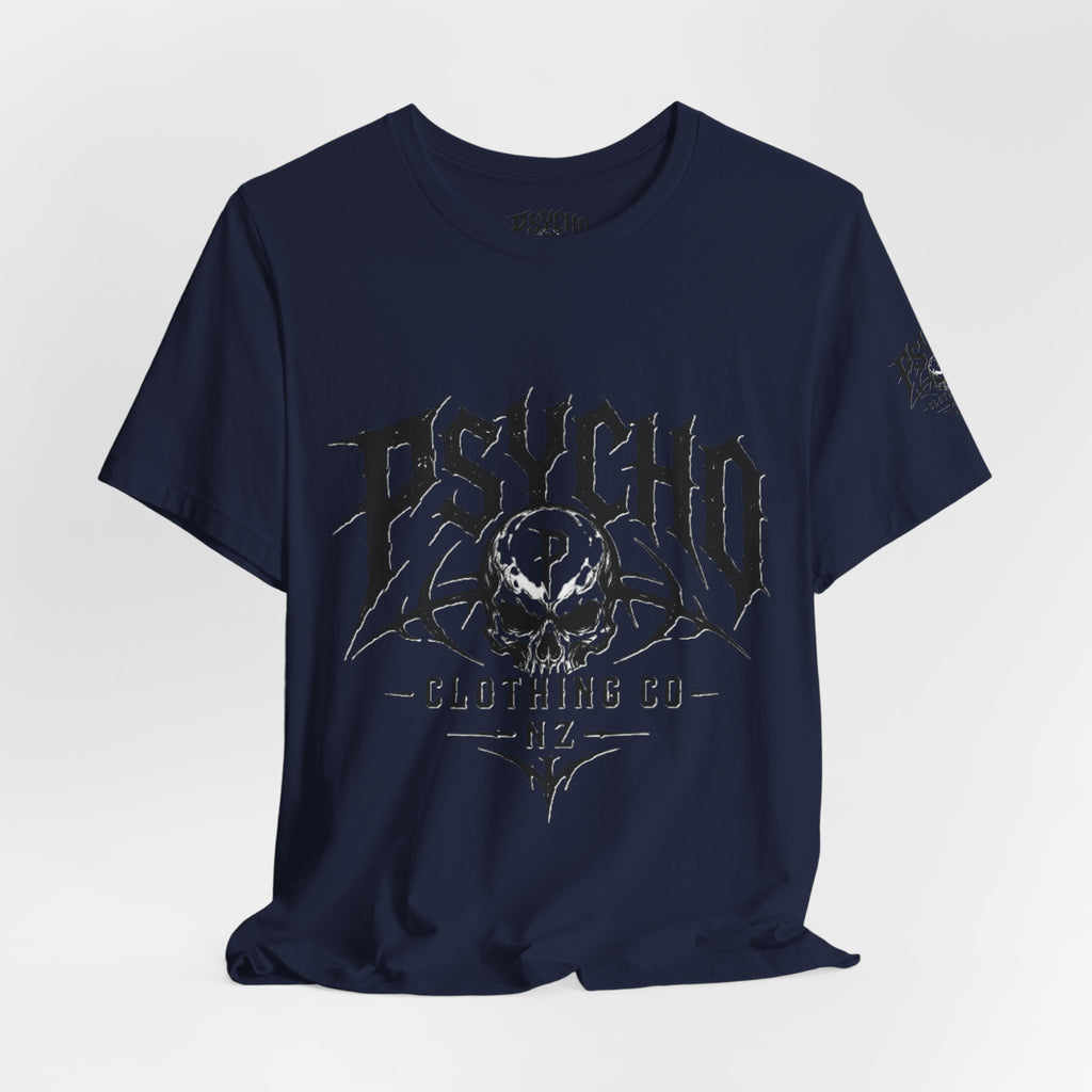 Psycho Clothing Co. Skull Tee — Gothic Rock Band Graphic T-Shirt