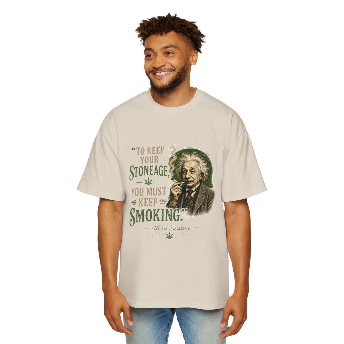 Vintage Einstein Cannabis Graphic T-Shirt — "To Keep Your Stoneage You Must Keep Smoking"