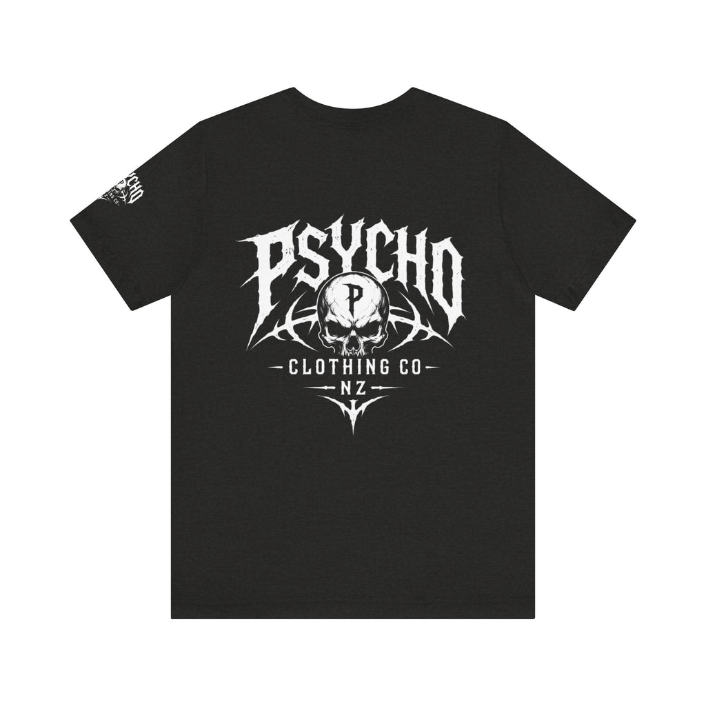 Psycho Clothing Co. Graphic Tee — Gothic Skull Logo T‑Shirt