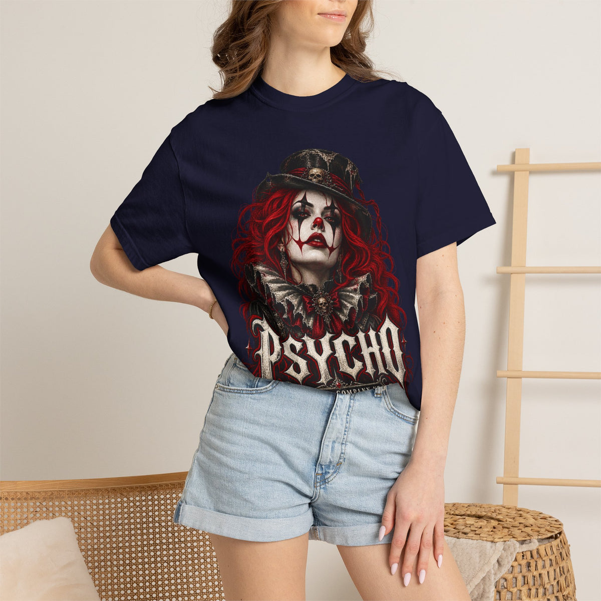Psycho Female Clown Graphic T-Shirt